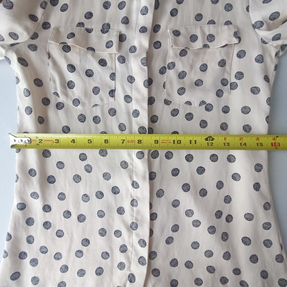 Derek Lam 10 Crosby 100% Silk Cream Blouse with Black Yarn-Spot Print Size XS - Picture 8 of 13